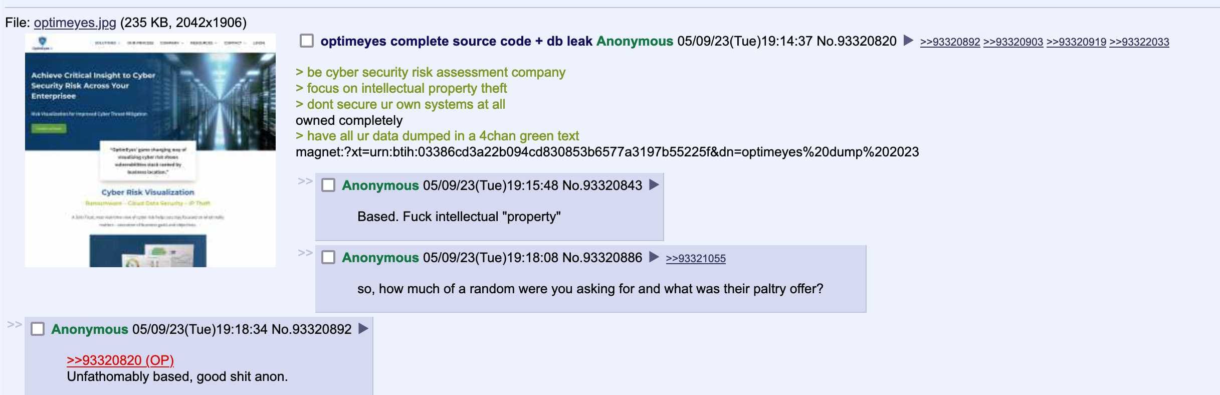 a screenshot of a 4chan leak release post